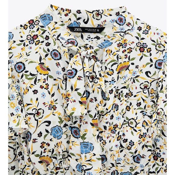 ZARA Tied Print Blouse M - Picture 3 of 3